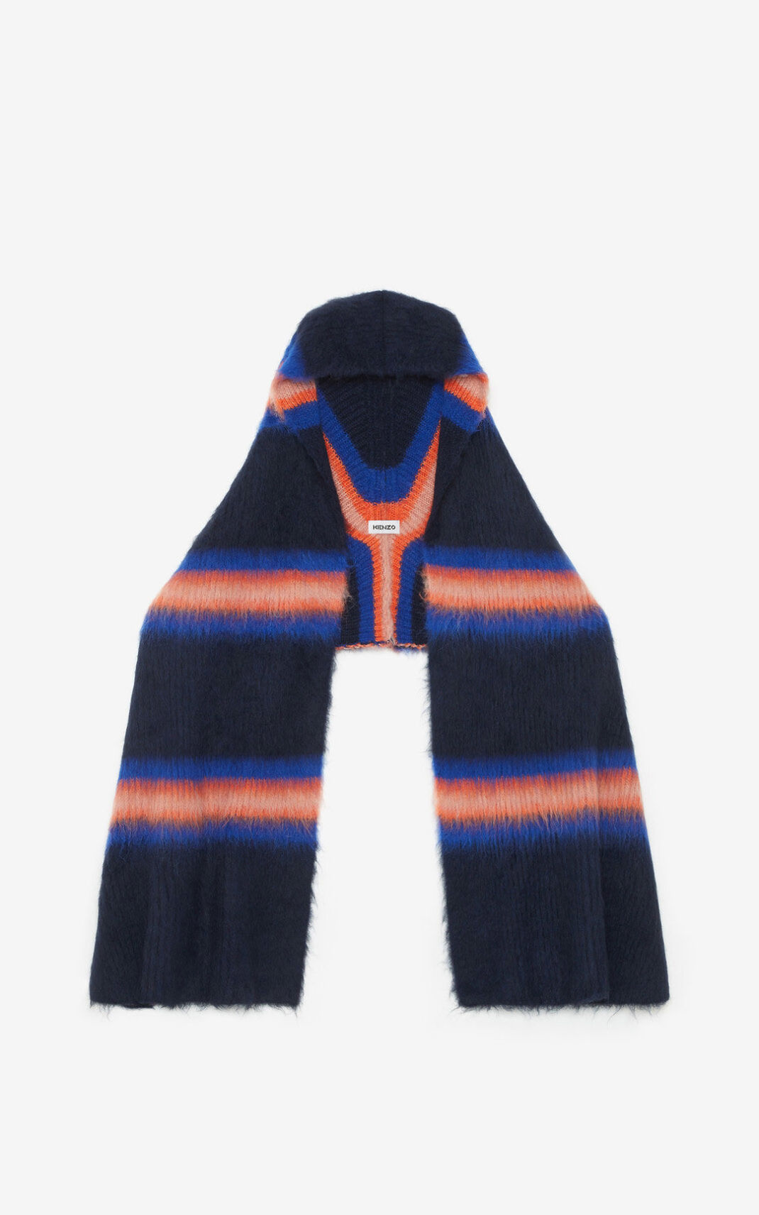 Kenzo Striped alpaca wool マフラー メンズ 青 - GMTQNO639